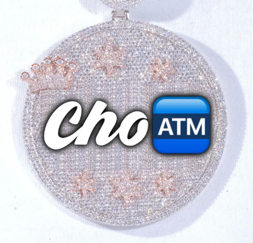 CUSTOM LETTER NECKLACE 3D BIG CROWN DISC sold by The GUU Shop