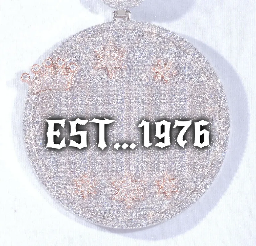 CUSTOM LETTER NECKLACE 3D BIG CROWN DISC made by The GUU Shop