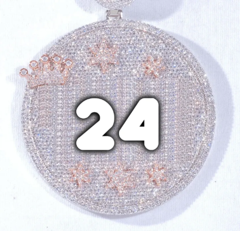 CUSTOM LETTER NECKLACE 3D BIG CROWN DISC sold by The GUU Shop