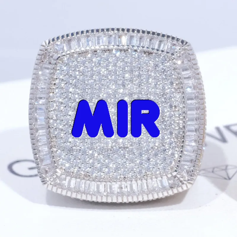 CUSTOM LETTER 3D ICED RING sold by The GUU Shop