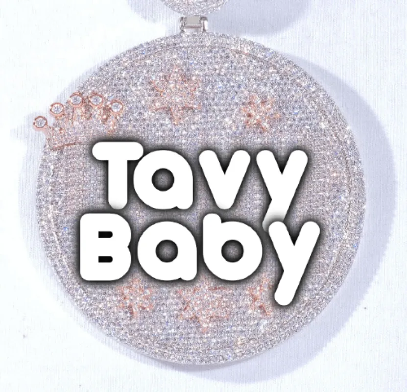 CUSTOM LETTER NECKLACE 3D BIG CROWN DISC sold by The GUU Shop