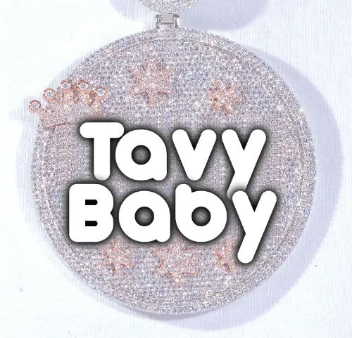 CUSTOM LETTER NECKLACE 3D BIG CROWN DISC sold by The GUU Shop