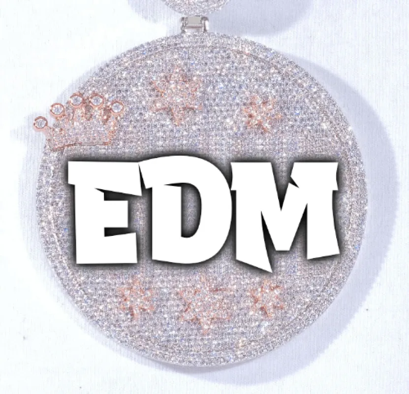 CUSTOM LETTER NECKLACE 3D BIG CROWN DISC sold by The GUU Shop