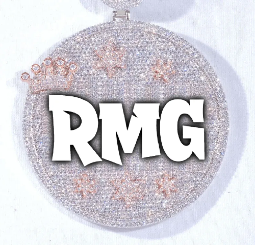 CUSTOM LETTER NECKLACE 3D BIG CROWN DISC sold by The GUU Shop