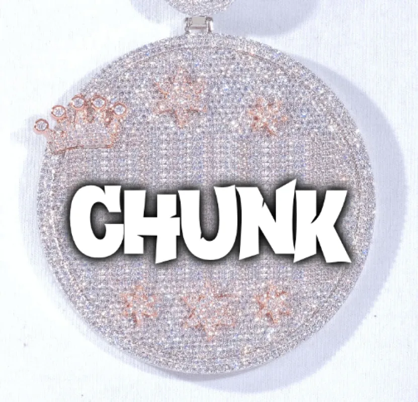 CUSTOM LETTER NECKLACE 3D BIG CROWN DISC sold by The GUU Shop