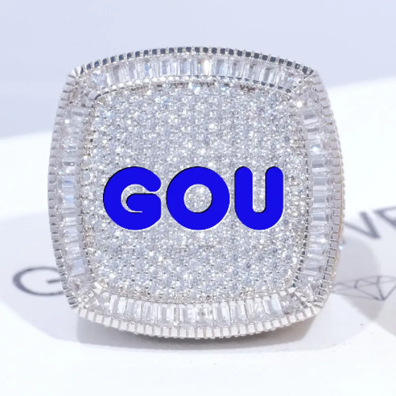 CUSTOM LETTER 3D ICED RING sold by The GUU Shop