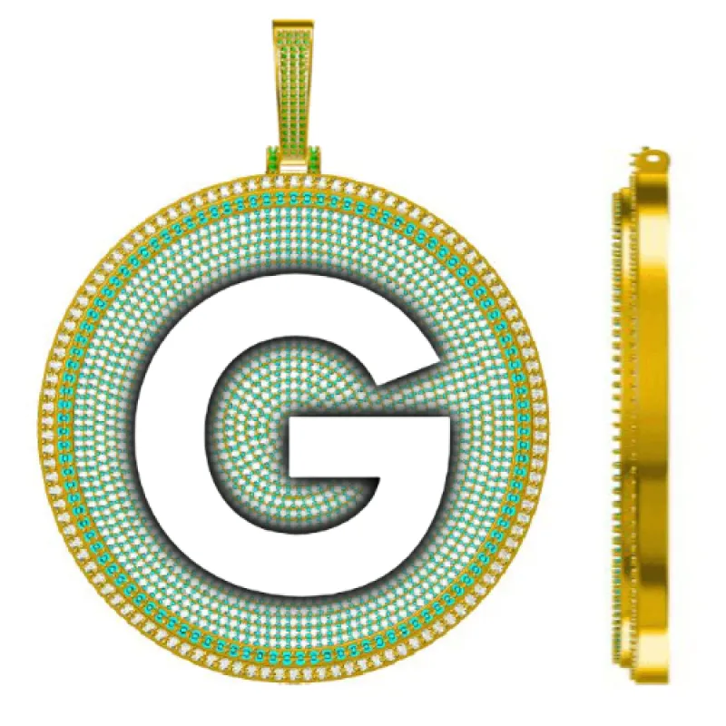 CUSTOM LETTER NECKLACE 3D BIG DISC sold by The GUU Shop