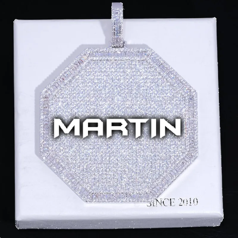 CUSTOM LETTER NECKLACE 3D BIG OCTAGON sold by The GUU Shop