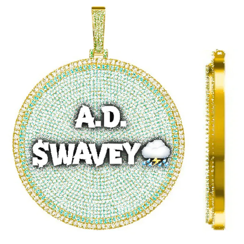 CUSTOM LETTER NECKLACE 3D BIG DISC sold by The GUU Shop