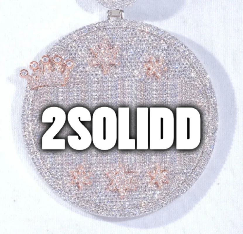 CUSTOM LETTER NECKLACE 3D BIG CROWN DISC sold by The GUU Shop