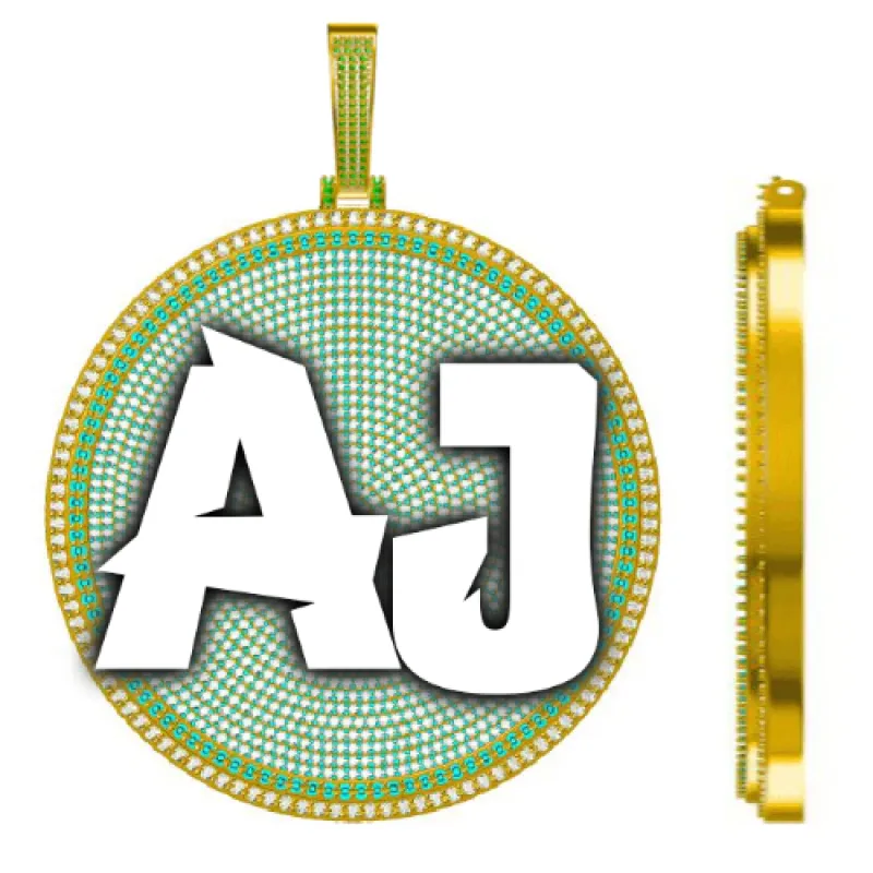 CUSTOM LETTER NECKLACE 3D BIG DISC sold by The GUU Shop