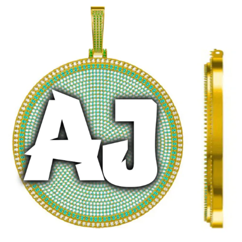 CUSTOM LETTER NECKLACE 3D BIG DISC sold by The GUU Shop