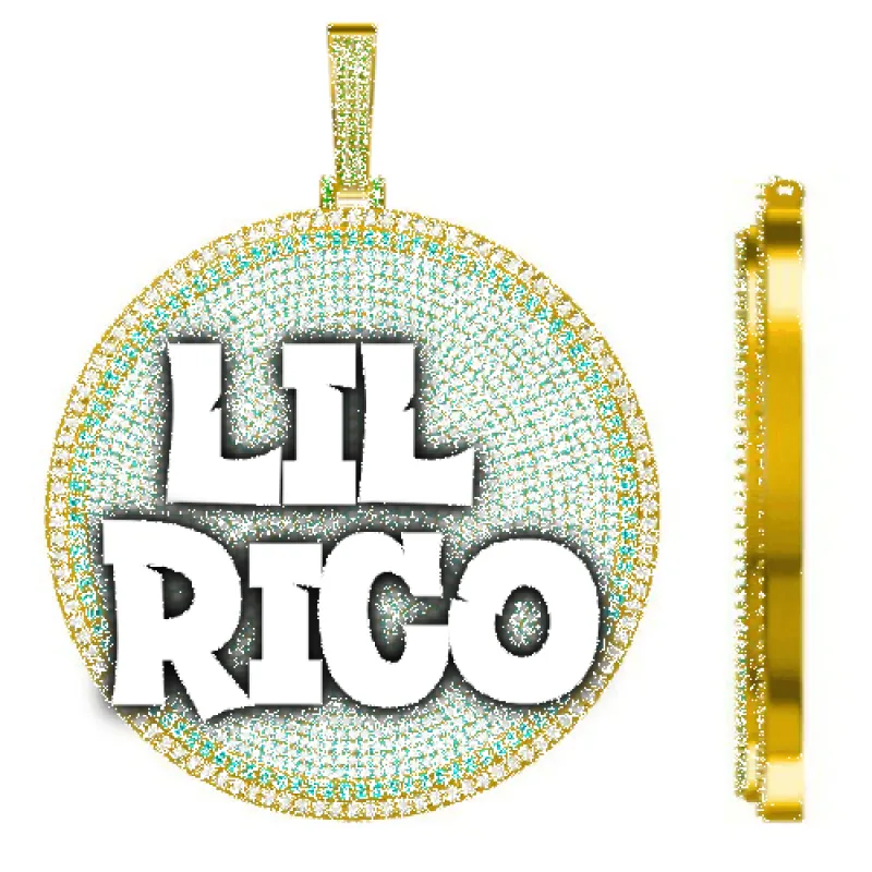 CUSTOM LETTER NECKLACE 3D BIG DISC sold by The GUU Shop