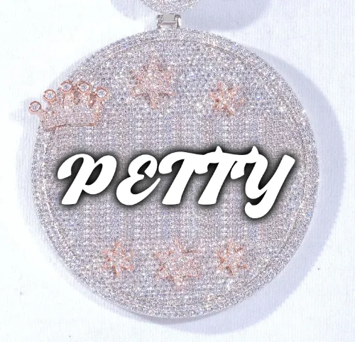 CUSTOM LETTER NECKLACE 3D BIG CROWN DISC sold by The GUU Shop