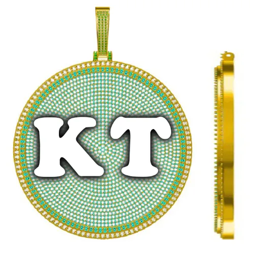 CUSTOM LETTER NECKLACE 3D BIG DISC sold by The GUU Shop