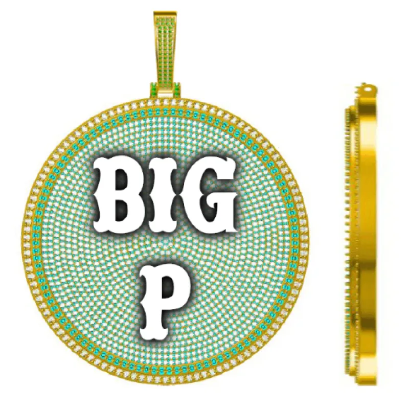 CUSTOM LETTER NECKLACE 3D BIG DISC sold by The GUU Shop