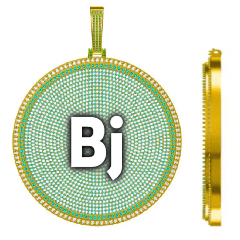 CUSTOM LETTER NECKLACE 3D BIG DISC sold by The GUU Shop