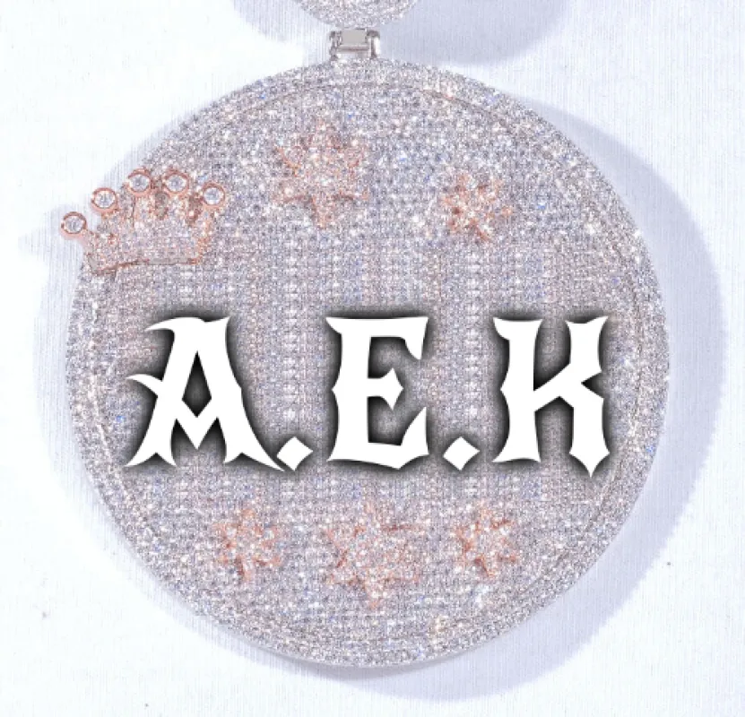 CUSTOM LETTER NECKLACE 3D BIG CROWN DISC made by The GUU Shop