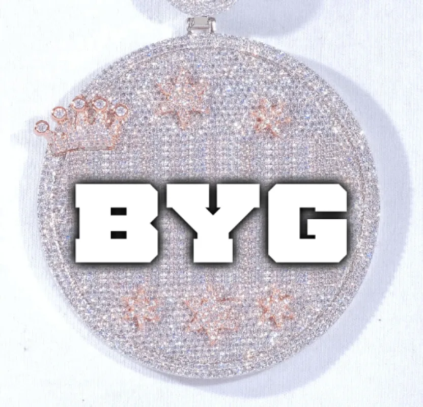 CUSTOM LETTER NECKLACE 3D BIG CROWN DISC sold by The GUU Shop