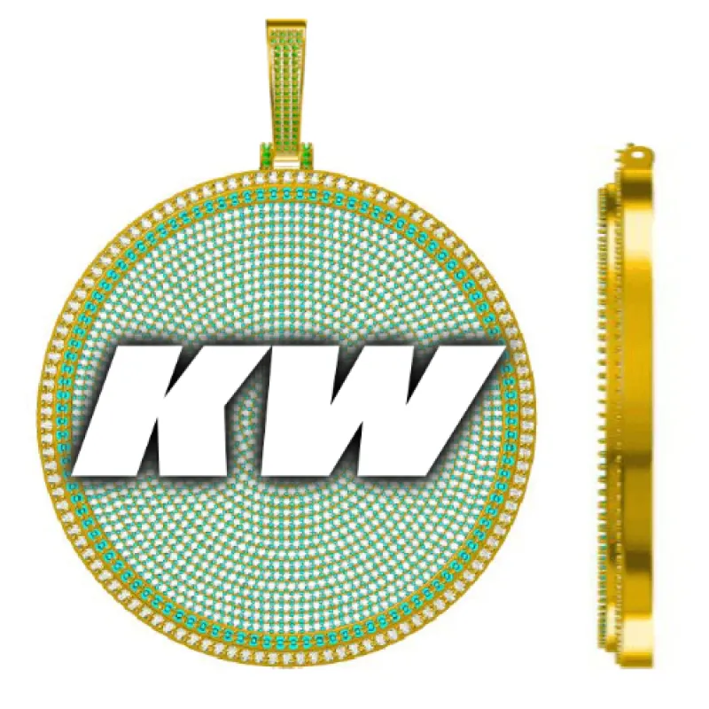 CUSTOM LETTER NECKLACE 3D BIG DISC sold by The GUU Shop