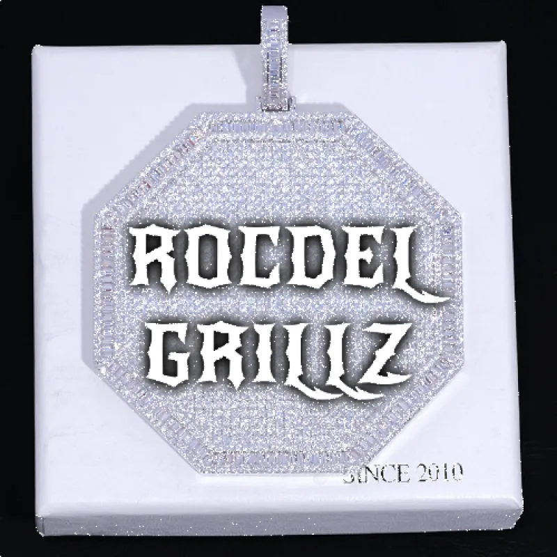 CUSTOM LETTER NECKLACE 3D BIG OCTAGON sold by The GUU Shop