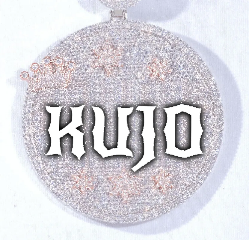 CUSTOM LETTER NECKLACE 3D BIG CROWN DISC sold by The GUU Shop