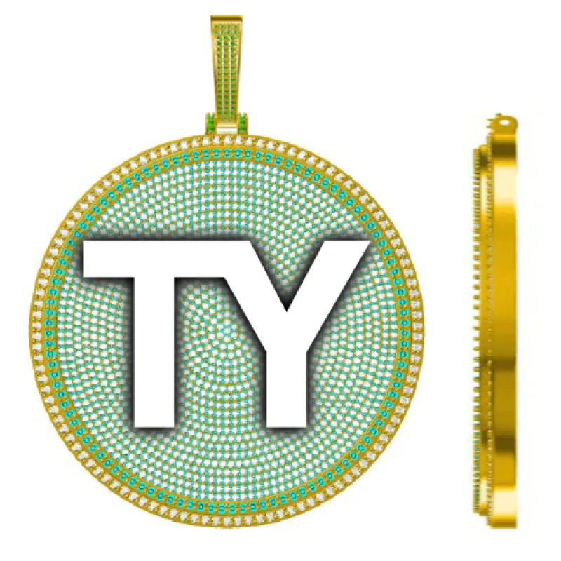 CUSTOM LETTER NECKLACE 3D BIG DISC sold by The GUU Shop