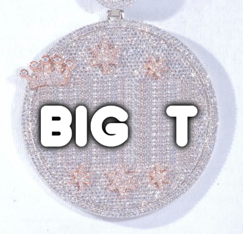 CUSTOM LETTER NECKLACE 3D BIG CROWN DISC sold by The GUU Shop