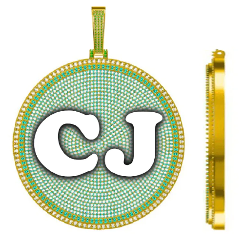 CUSTOM LETTER NECKLACE 3D BIG DISC sold by The GUU Shop