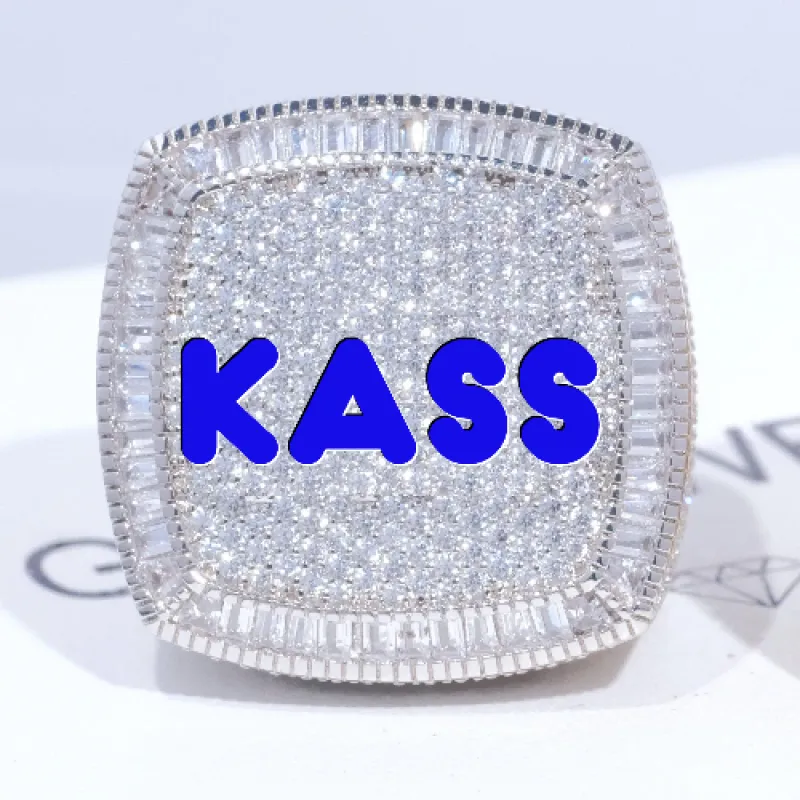 CUSTOM LETTER 3D ICED RING sold by The GUU Shop