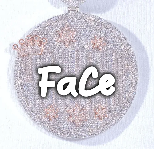 CUSTOM LETTER NECKLACE 3D BIG CROWN DISC sold by The GUU Shop