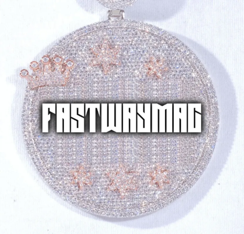 CUSTOM LETTER NECKLACE 3D BIG CROWN DISC sold by The GUU Shop