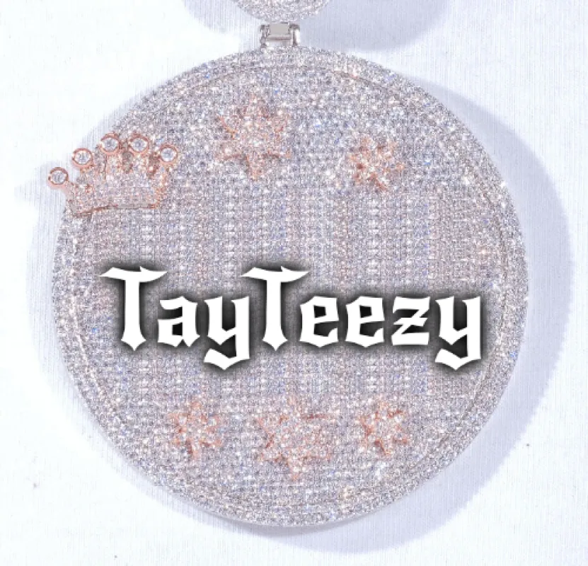 CUSTOM LETTER NECKLACE 3D BIG CROWN DISC sold by The GUU Shop