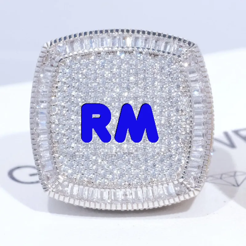 CUSTOM LETTER 3D ICED RING sold by The GUU Shop