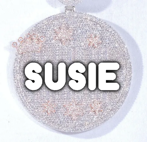 CUSTOM LETTER NECKLACE 3D BIG CROWN DISC sold by The GUU Shop