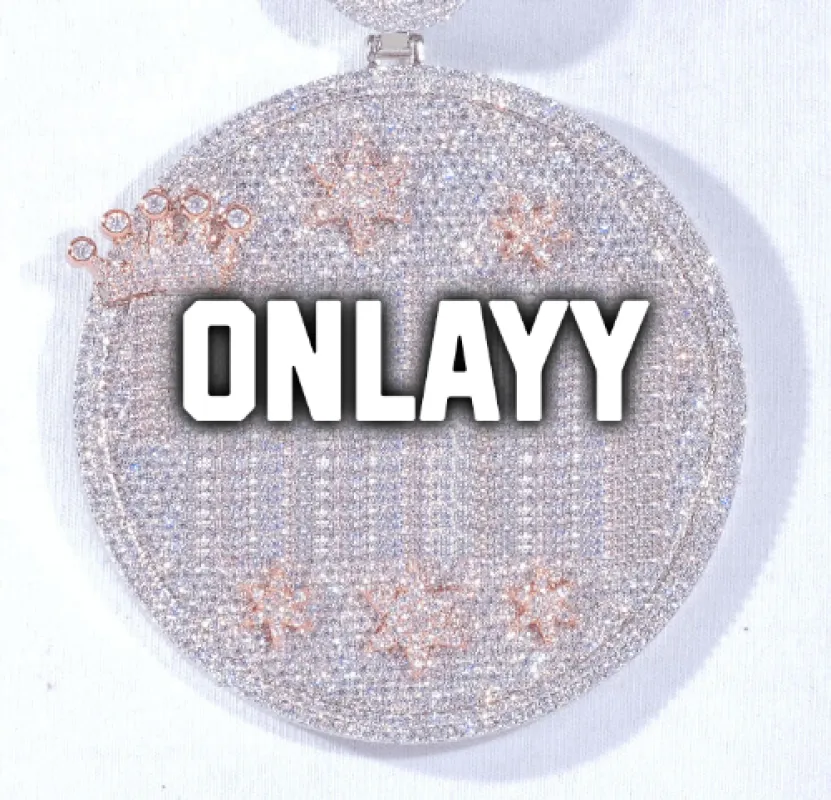 CUSTOM LETTER NECKLACE 3D BIG CROWN DISC sold by The GUU Shop