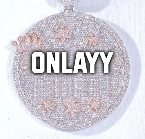 CUSTOM LETTER NECKLACE 3D BIG CROWN DISC sold by The GUU Shop