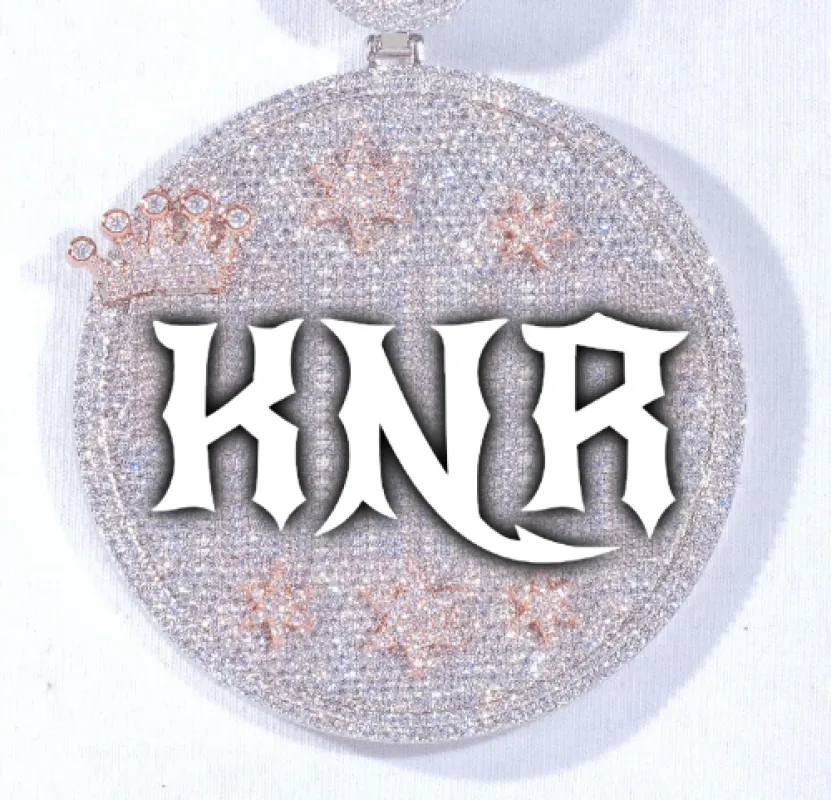 CUSTOM LETTER NECKLACE 3D BIG CROWN DISC sold by The GUU Shop