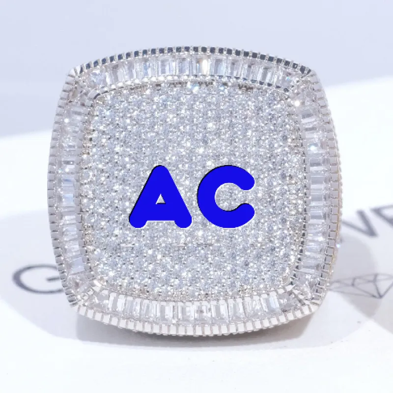 CUSTOM LETTER 3D ICED RING sold by The GUU Shop