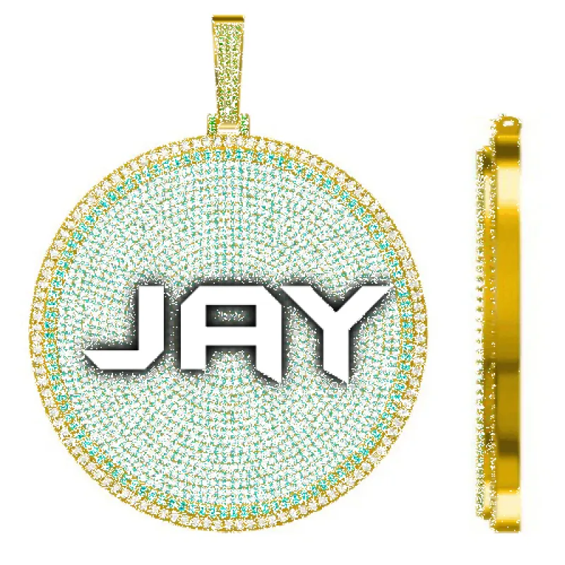 CUSTOM LETTER NECKLACE 3D BIG DISC sold by The GUU Shop