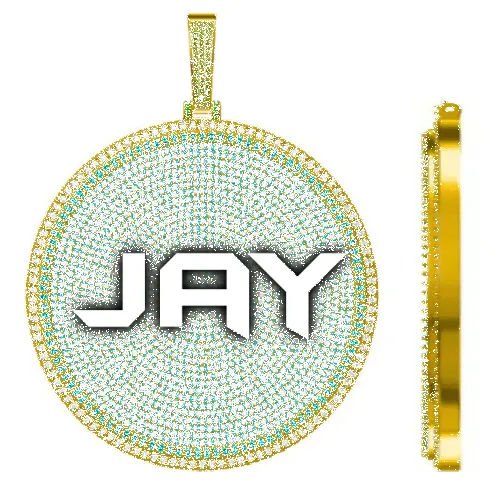 CUSTOM LETTER NECKLACE 3D BIG DISC sold by The GUU Shop