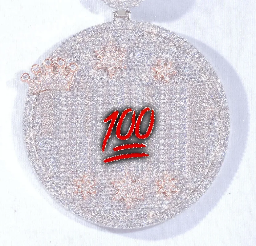 CUSTOM LETTER NECKLACE 3D BIG CROWN DISC sold by The GUU Shop