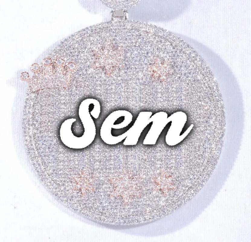 CUSTOM LETTER NECKLACE 3D BIG CROWN DISC sold by The GUU Shop