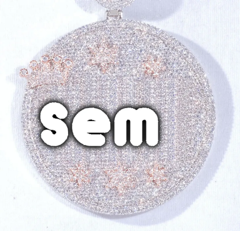 CUSTOM LETTER NECKLACE 3D BIG CROWN DISC sold by The GUU Shop