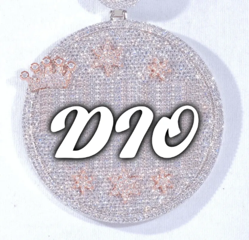 CUSTOM LETTER NECKLACE 3D BIG CROWN DISC sold by The GUU Shop