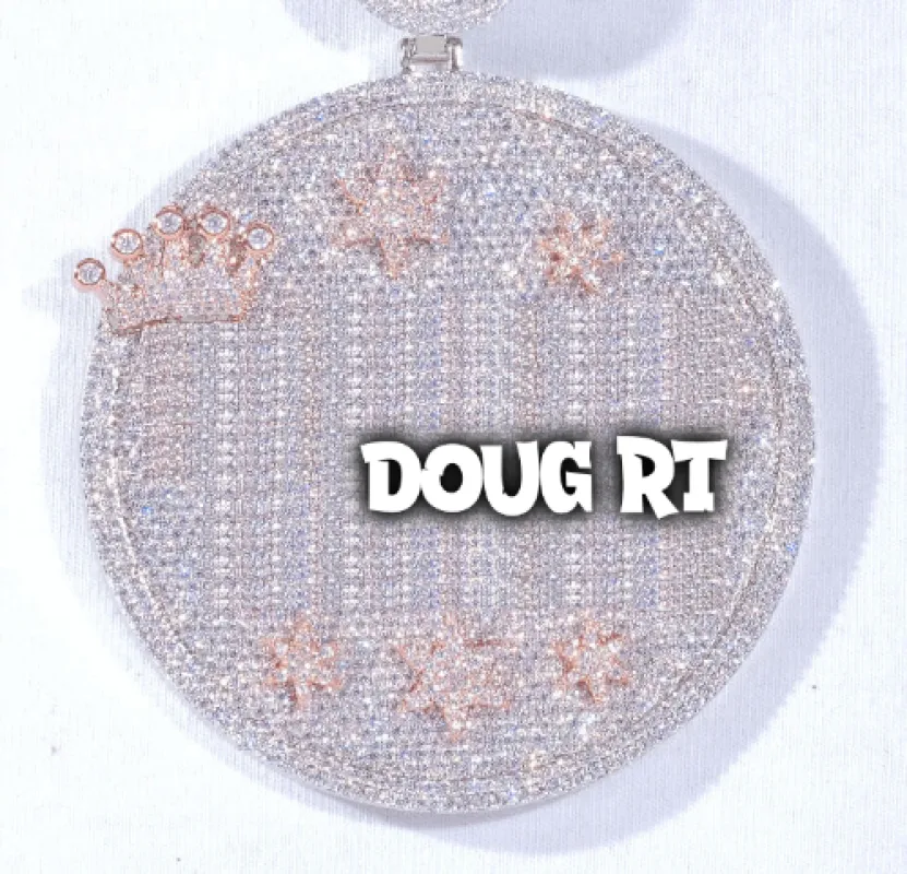 CUSTOM LETTER NECKLACE 3D BIG CROWN DISC sold by The GUU Shop