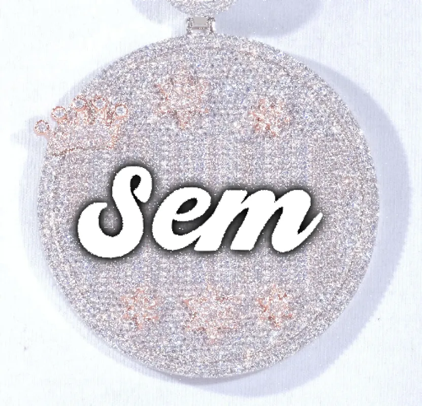 CUSTOM LETTER NECKLACE 3D BIG CROWN DISC sold by The GUU Shop