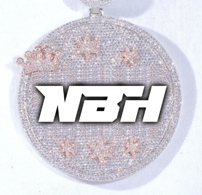 CUSTOM LETTER NECKLACE 3D BIG CROWN DISC sold by The GUU Shop