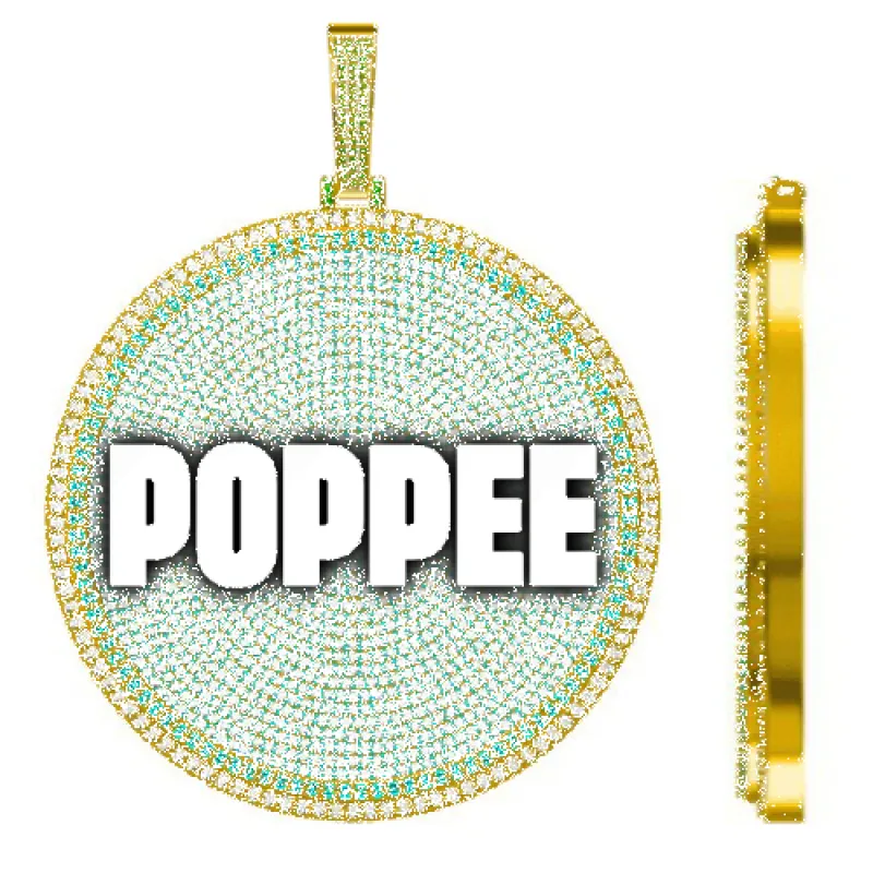 CUSTOM LETTER NECKLACE 3D BIG DISC sold by The GUU Shop