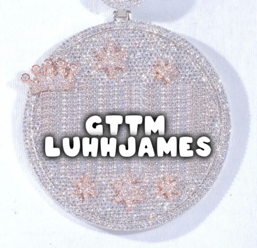 CUSTOM LETTER NECKLACE 3D BIG CROWN DISC sold by The GUU Shop
